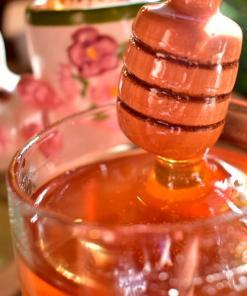 Meleira Gourmet de madeira e vidro com colherzinha de mel